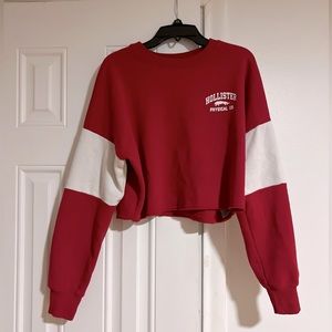 hollister california xs red and white cropped sweater